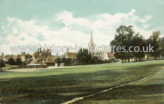 The Common and St Mary's Church, Saffron Walden, Essex. c.1906